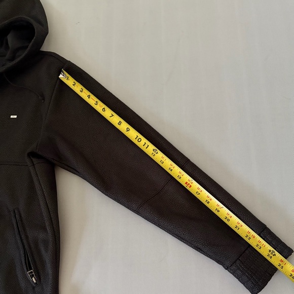 OBEY Propaganda Black Pebbled Liquid Faux Leather Hooded Zip Jacket Size Medium - Picture 10 of 14